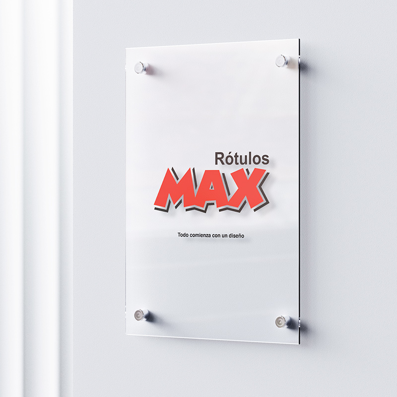 Placas grabadas en metacrilato personalizadas - Rótulos MAX